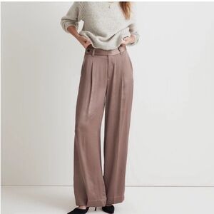 Madewell The Harlow Wide-Leg Pant in Satin Iced Mocha